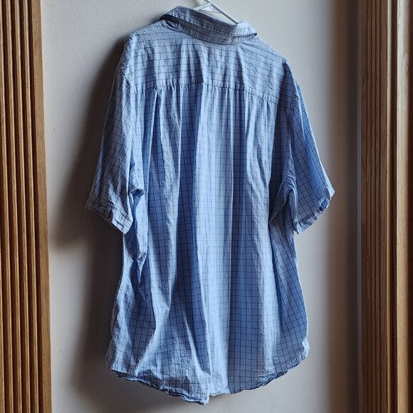 Dockers Blue Checked Short Sleeve Casual Button Down Shirt Size XL - Picture 11 of 13